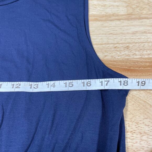 Eileen Fisher NWT Mock Neck Drawstring Tie Waist Dress Navy Size M Sleeveless - Picture 7 of 9